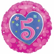 Pink Daisy Age 5 Birthday Balloon